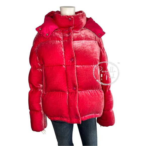 Moncler Hot Pink Velvet Quilted Down Puffer Jacket Goose Down Puffer Coat - Picture 16 of 16